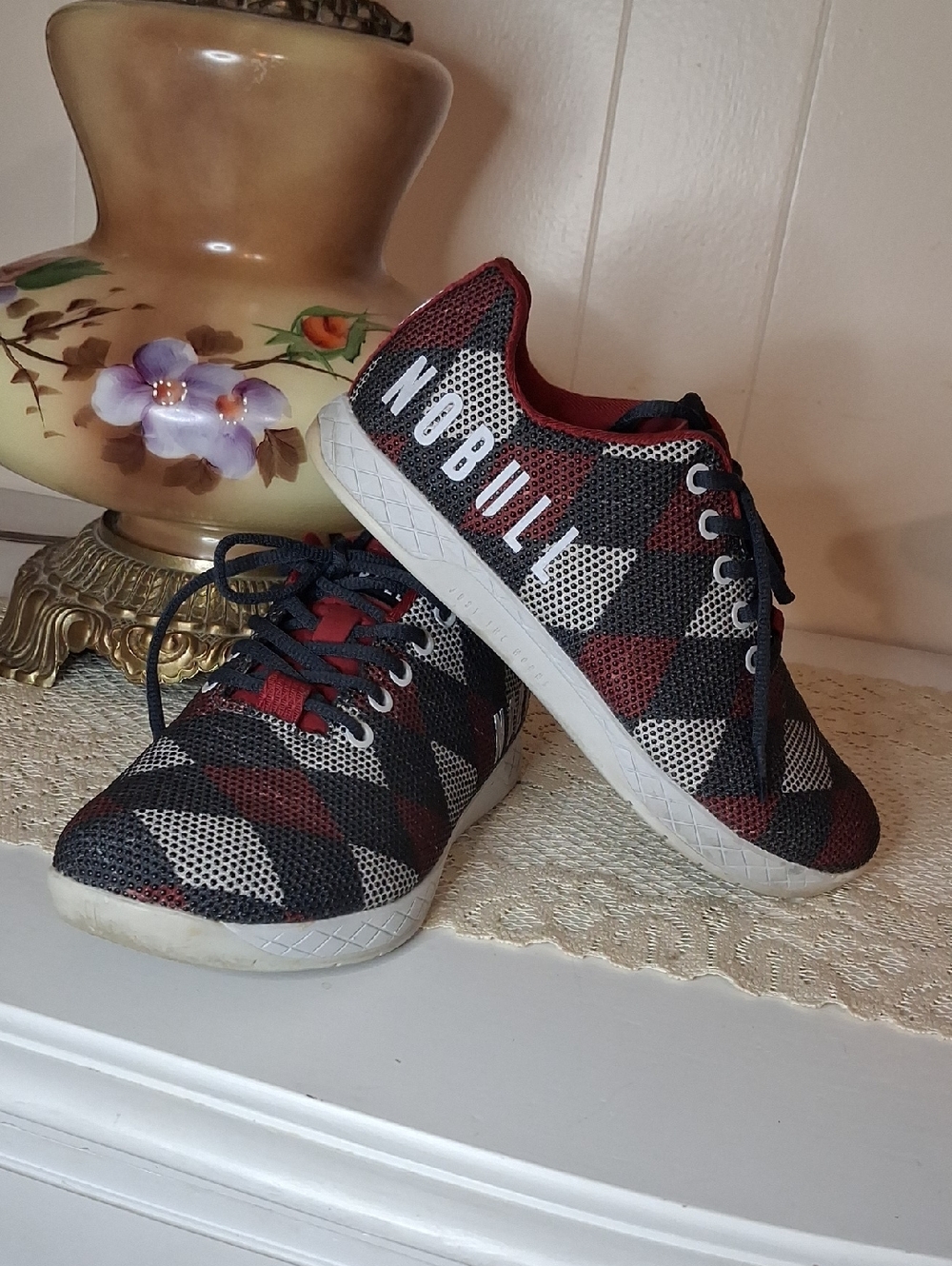 NOBULL Black, Red & White Checker Mesh Sneakers